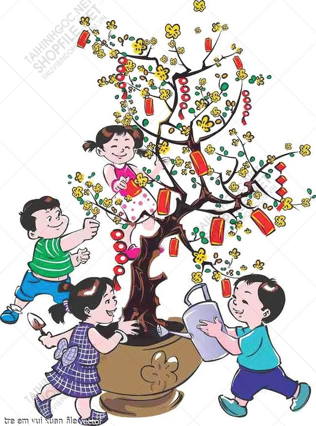 tre em vui xuan file vector